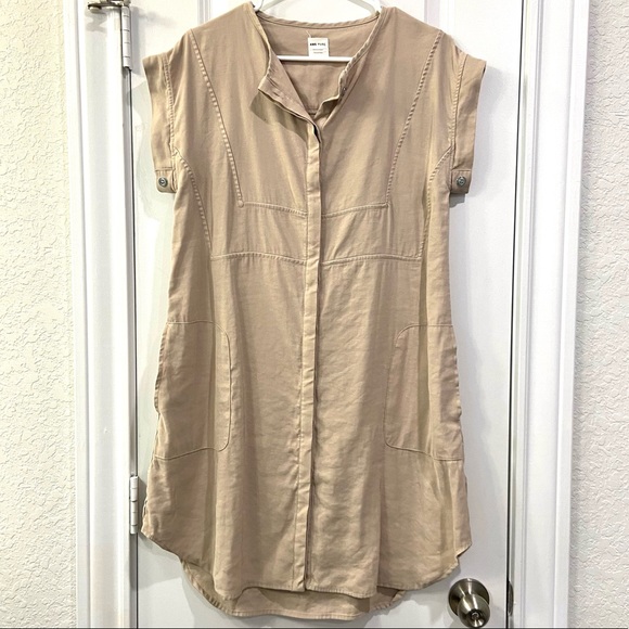 AMS PURE khaki Dolman Sleeve Button Down Dress - Picture 2 of 11
